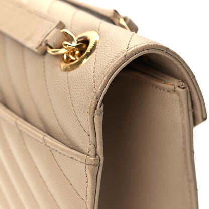 Saint Laurent Grain De Poudre Matelasse Chevron Large Monogram Satchel Dark Beige 10 of 11