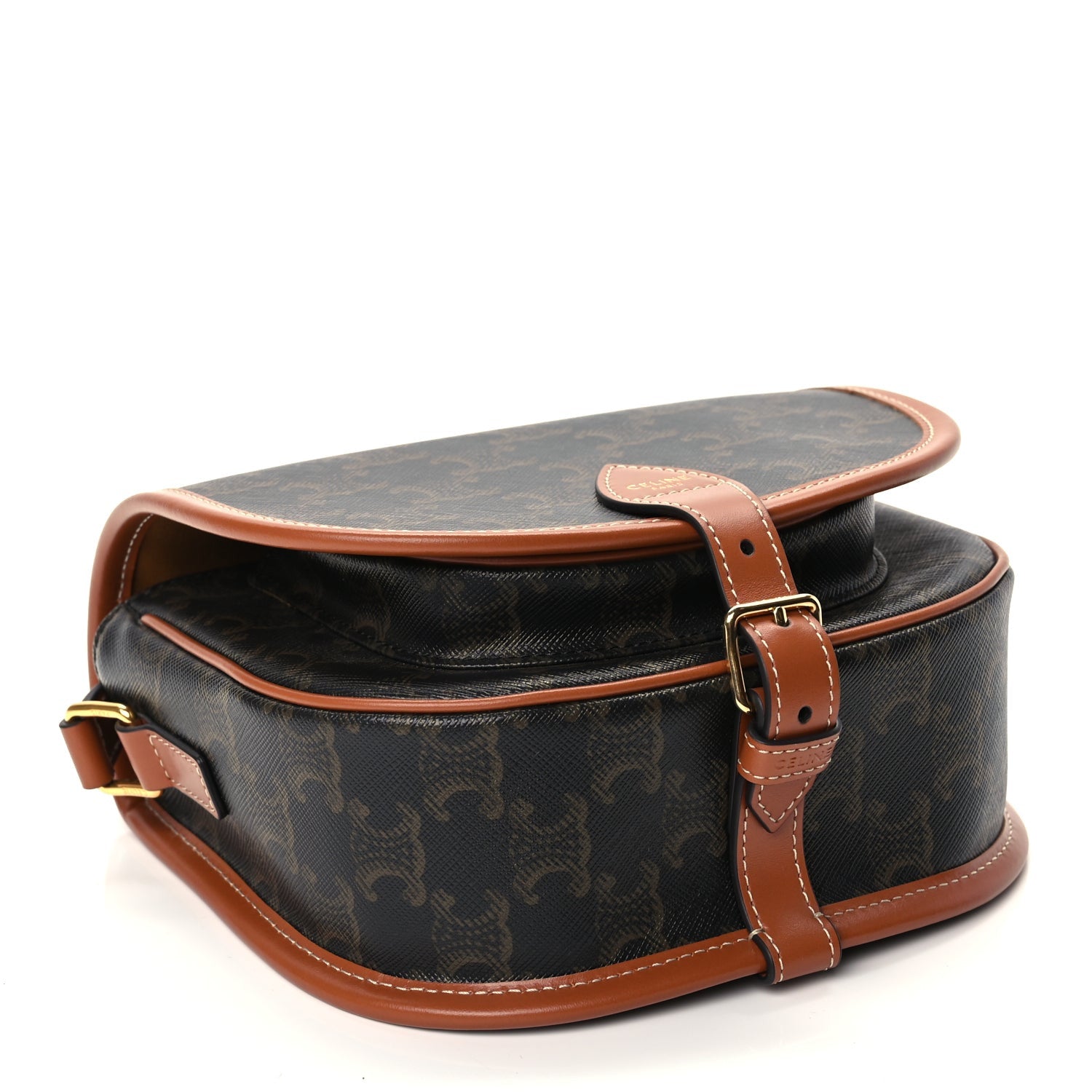 Celine Triomphe Canvas Medium Folco Bag Tan 3 of 8