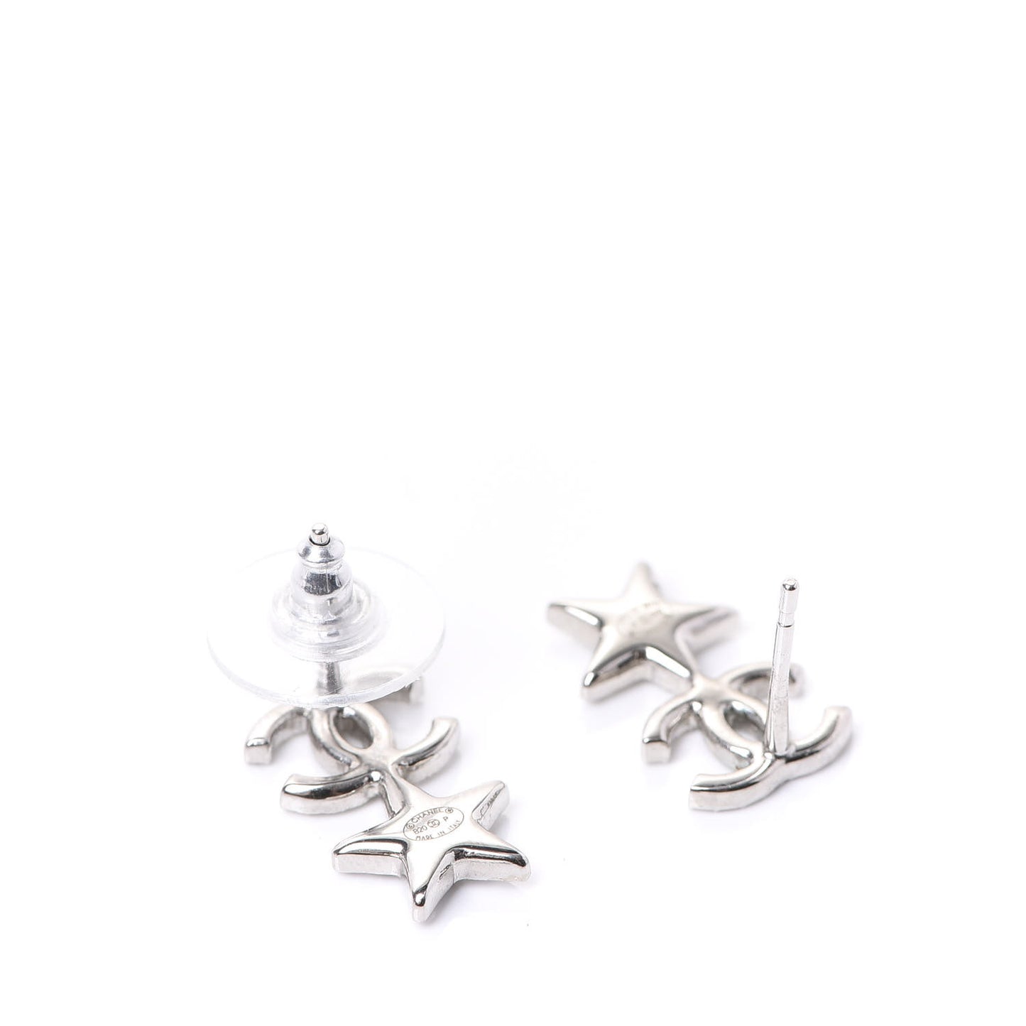 Crystal CC Star Earrings Silver