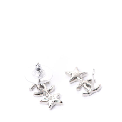 Chanel Crystal CC Star Earrings Silver 3 of 5