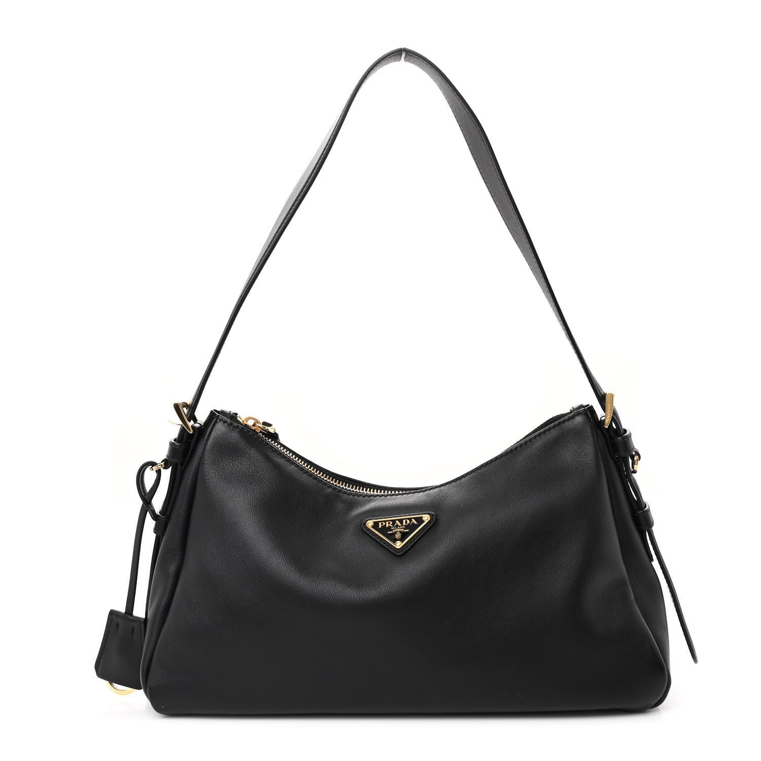 Prada Soft Calfskin Aimee Shoulder Bag Black 1 of 7