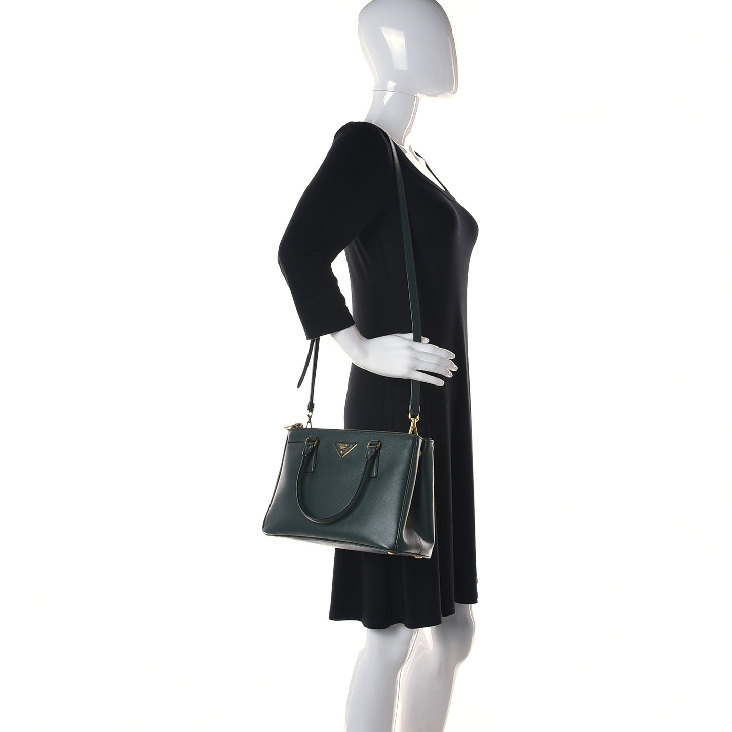 Saffiano Small Galleria Double Zip Tote Smeraldo