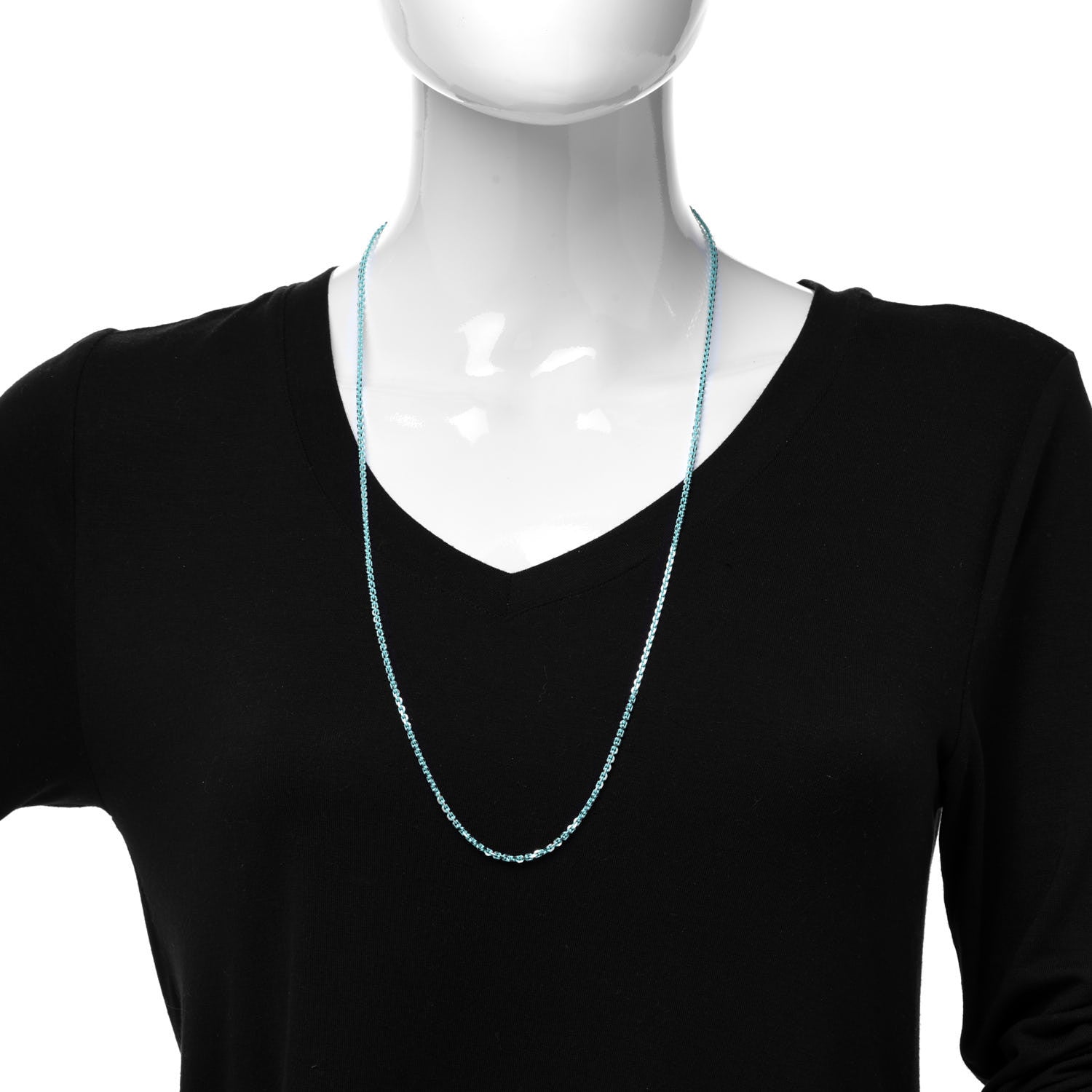 Tiffany Sterling Silver Enamel 1.75mm Chain Necklace Blue 30" 2 of 5