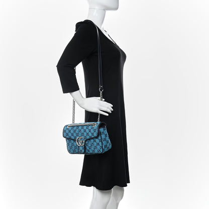 Gucci Monogram Multicolor Matelasse Diagonal Small GG Marmont Shoulder Bag Light Blue 3 of 8