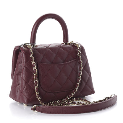 Chanel Caviar Quilted Extra Mini Coco Handle Flap Burgundy 3 of 10