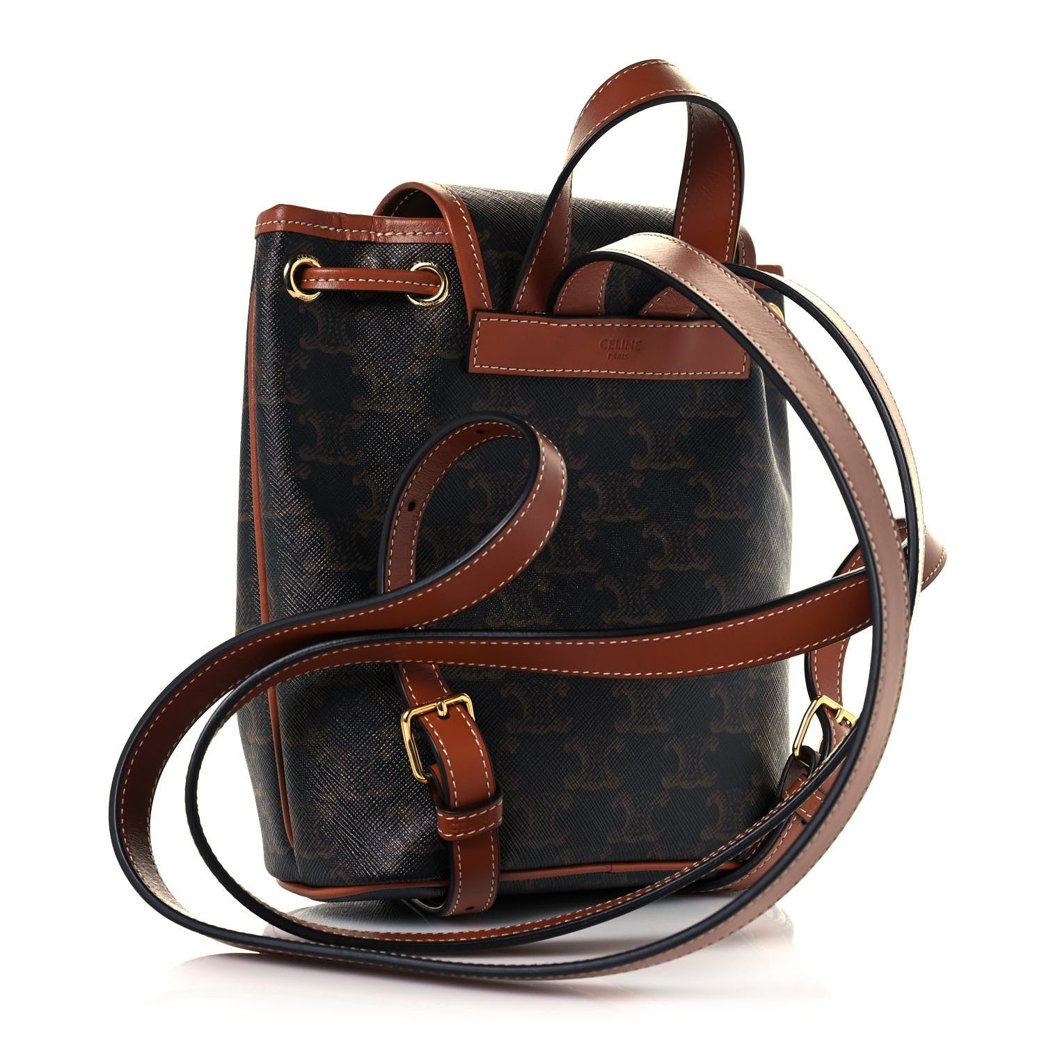 Celine Triomphe Canvas Calfskin Mini Folco Backpack Tan 3 of 11