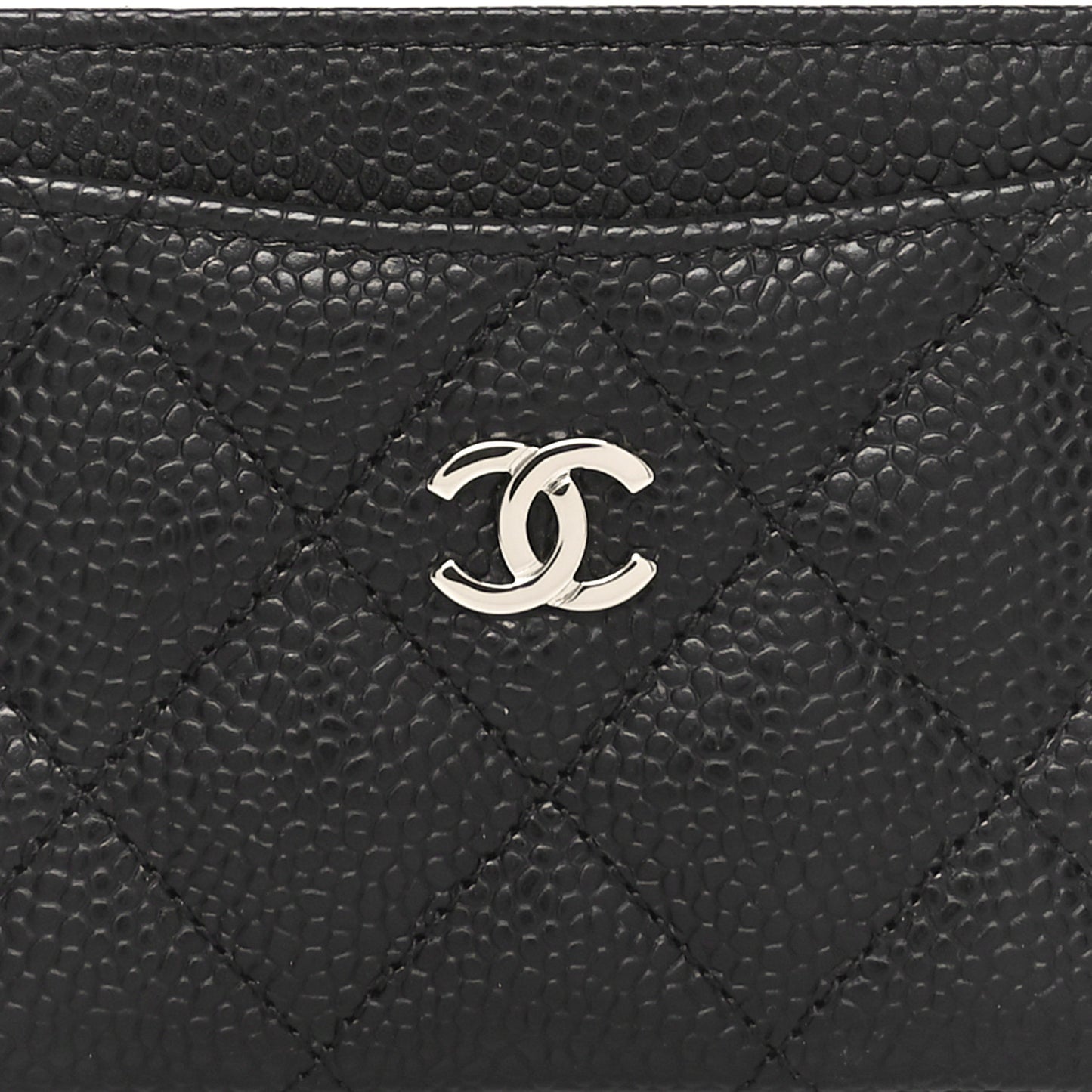 Caviar Quilted Card Holder Black