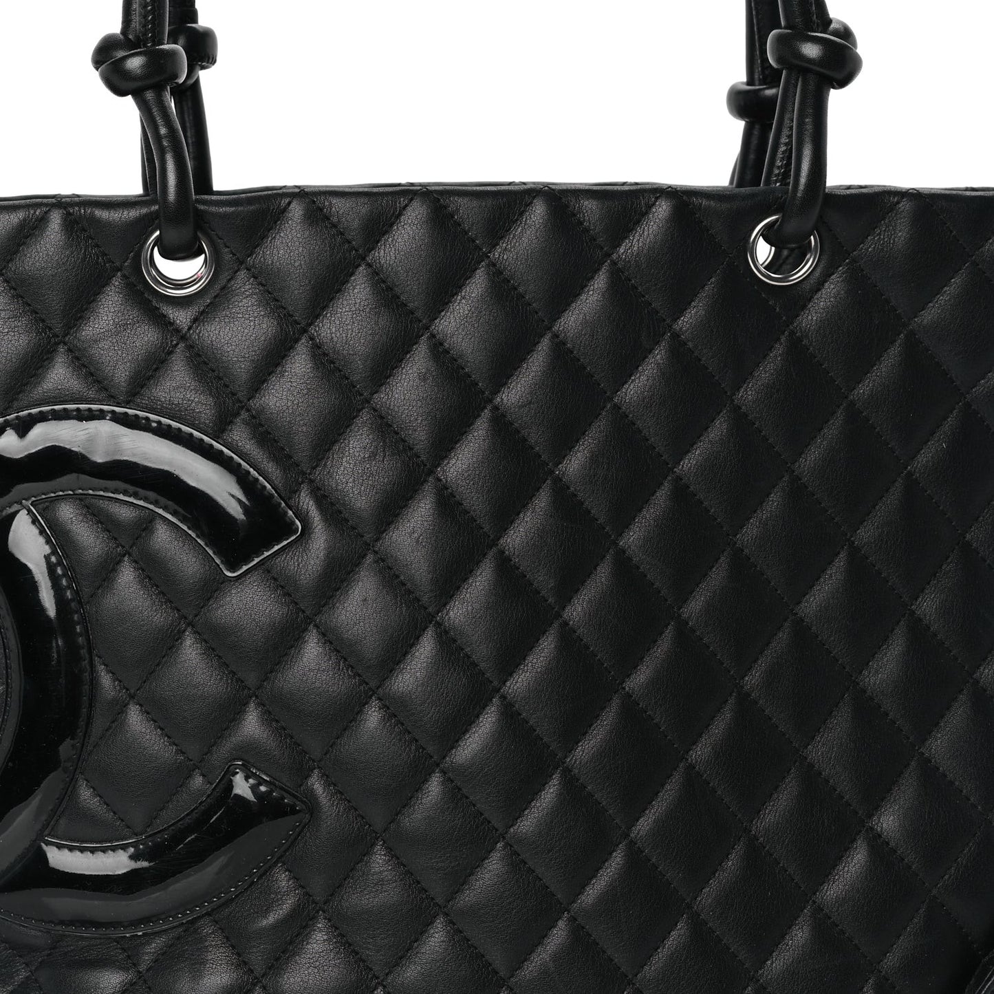 Calfskin Quilted Large Cambon Tote Black