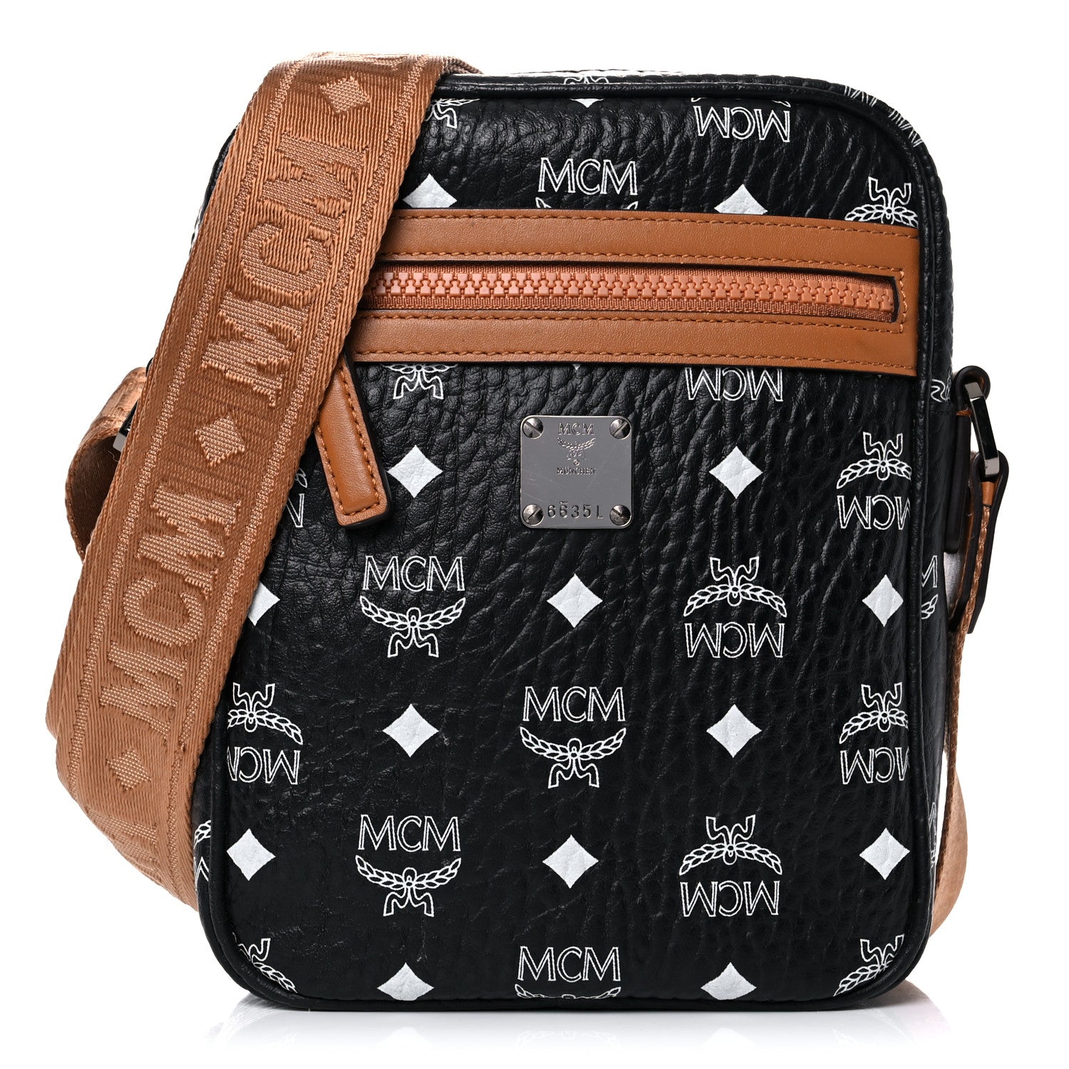 MCM Visetos Camera Crossbody Bag Black Cognac 1 of 17