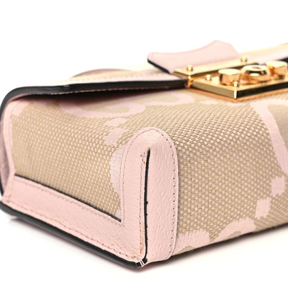 Gucci Monogram Jumbo GG Textured Dollar Calfskin Mini Padlock Top Handle Shoulder Bag Beige Perfect Pink 8 of 10