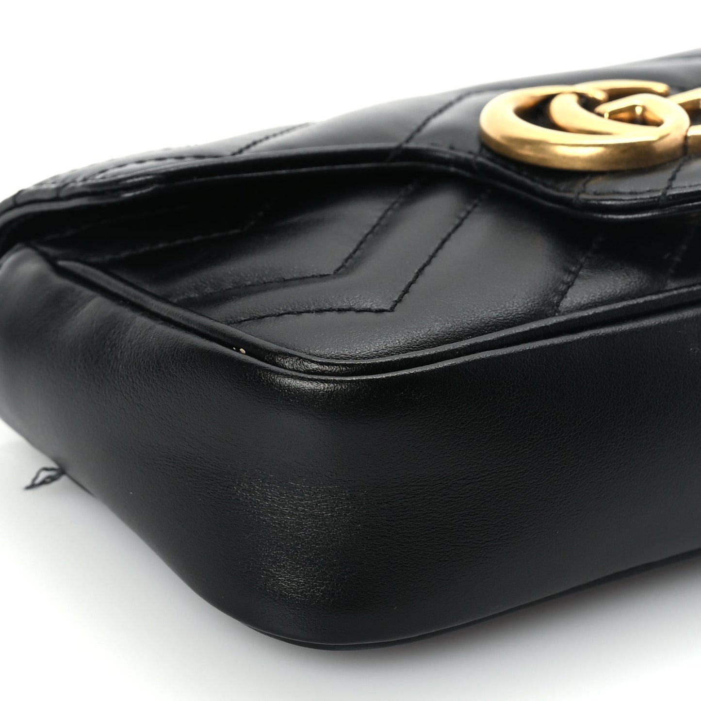 Calfskin Matelasse Super Mini GG Marmont Shoulder Bag Black