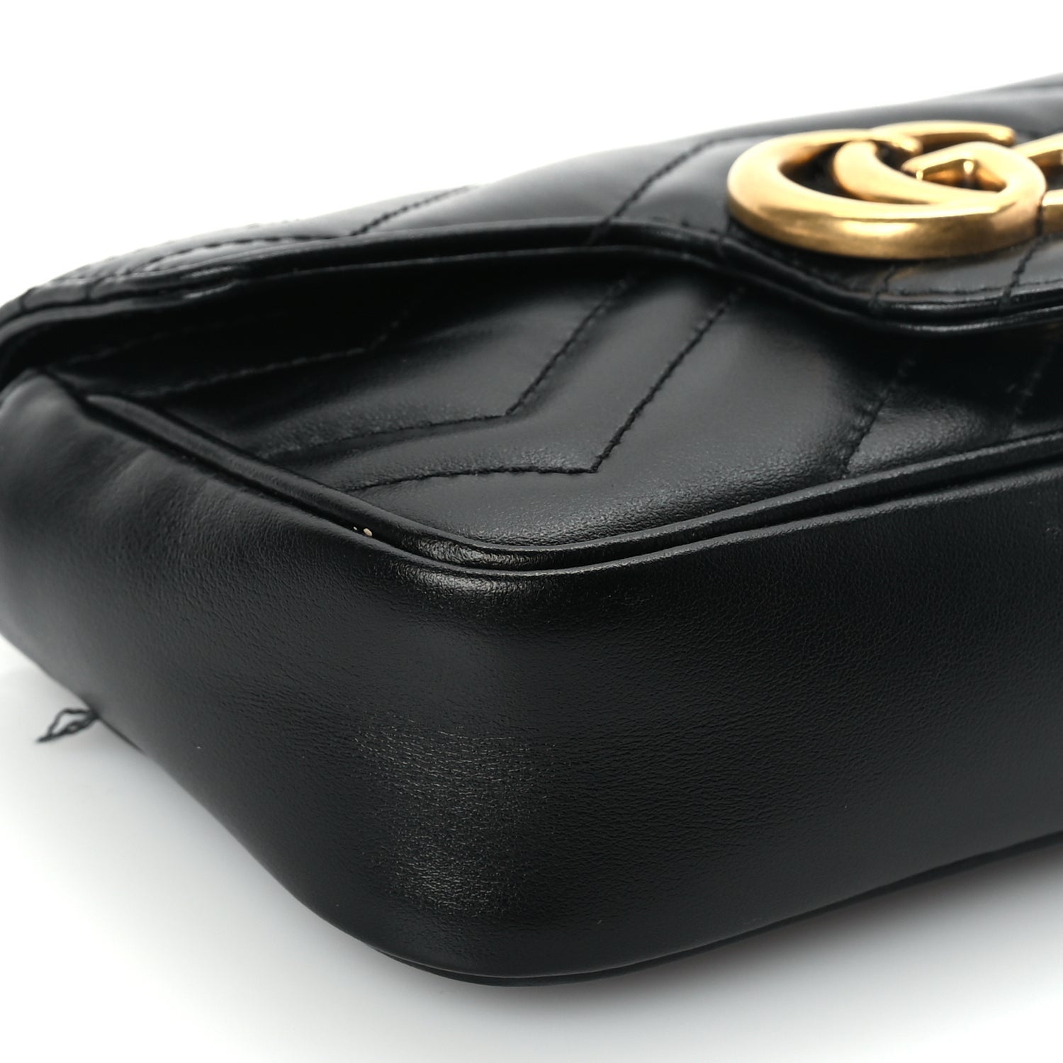 Gucci Calfskin Matelasse Super Mini GG Marmont Shoulder Bag Black 7 of 8