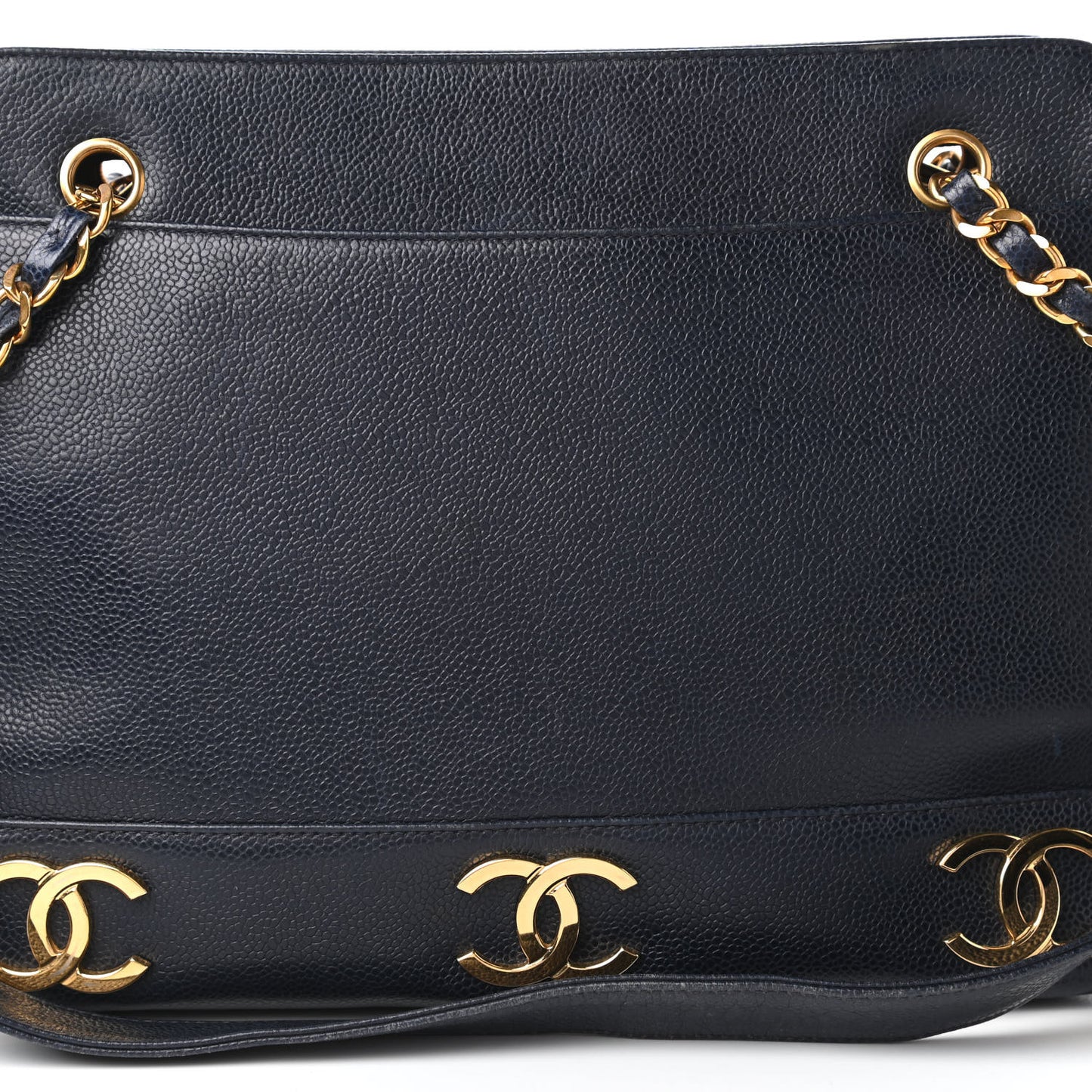 Caviar CC Shoulder Bag Navy Blue