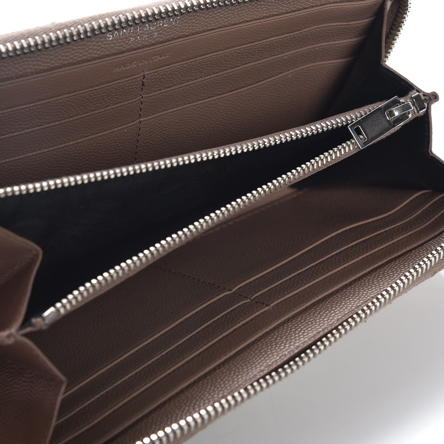 Saint Laurent Grain De Poudre Matelasse Chevron Monogram Zip Around Wallet Pale Blush 5 of 6