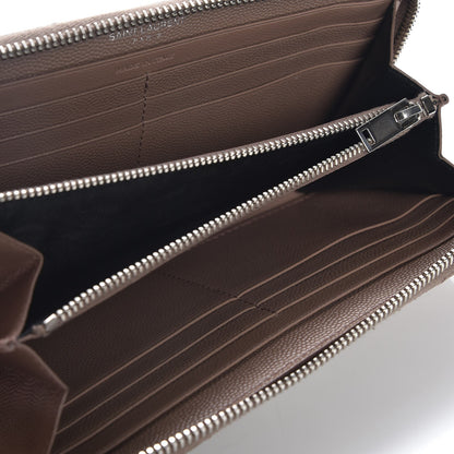 Saint Laurent Grain De Poudre Matelasse Chevron Monogram Zip Around Wallet Pale Blush 5 of 6