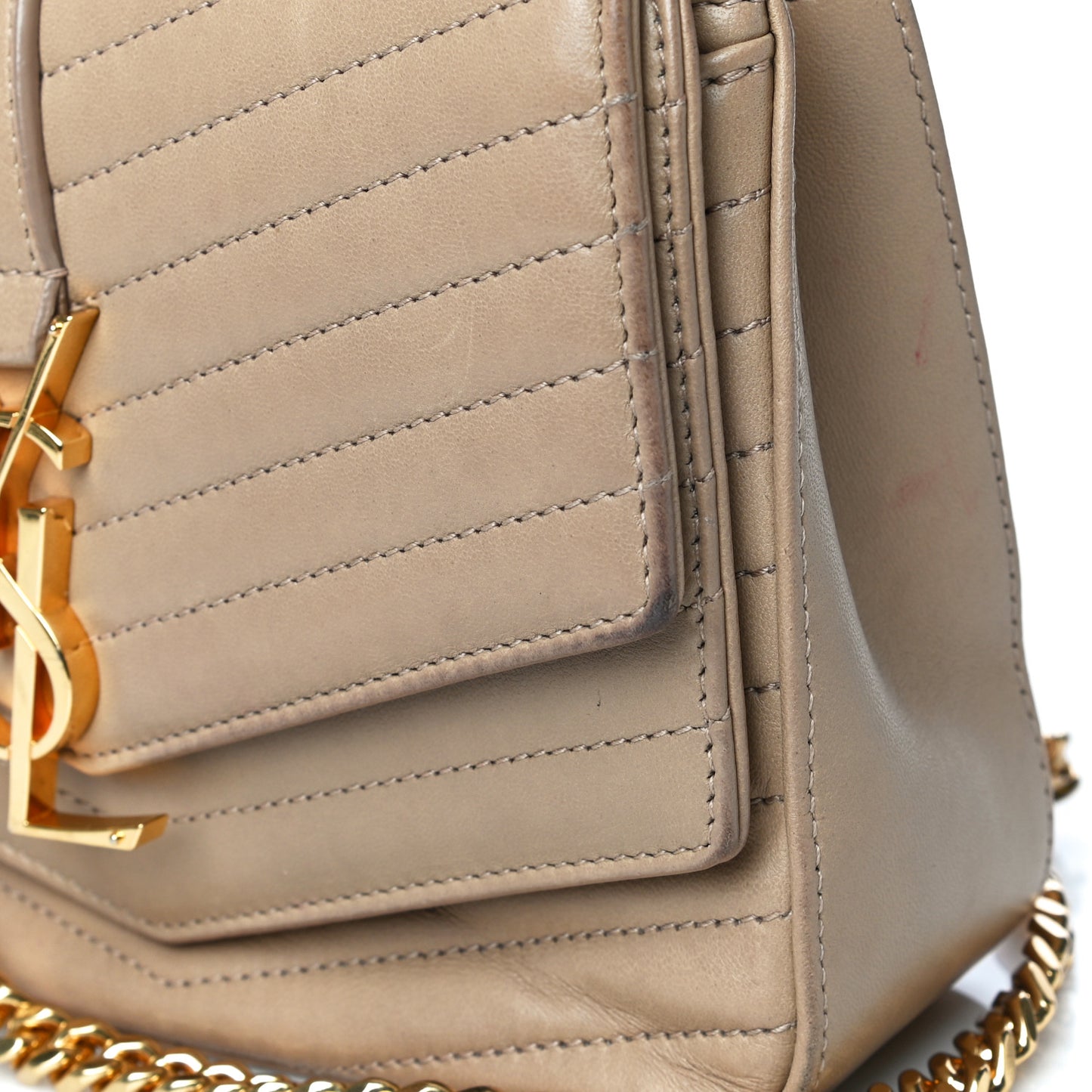 Lambskin Matelasse Chevron Monogram Small Sulpice Bag Sable Beige