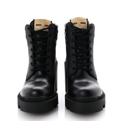 Gucci Apollo Calfskin GG Supreme Nappa Samoa Quilted Lace Up Ankle Boots 35 Black 3 of 7
