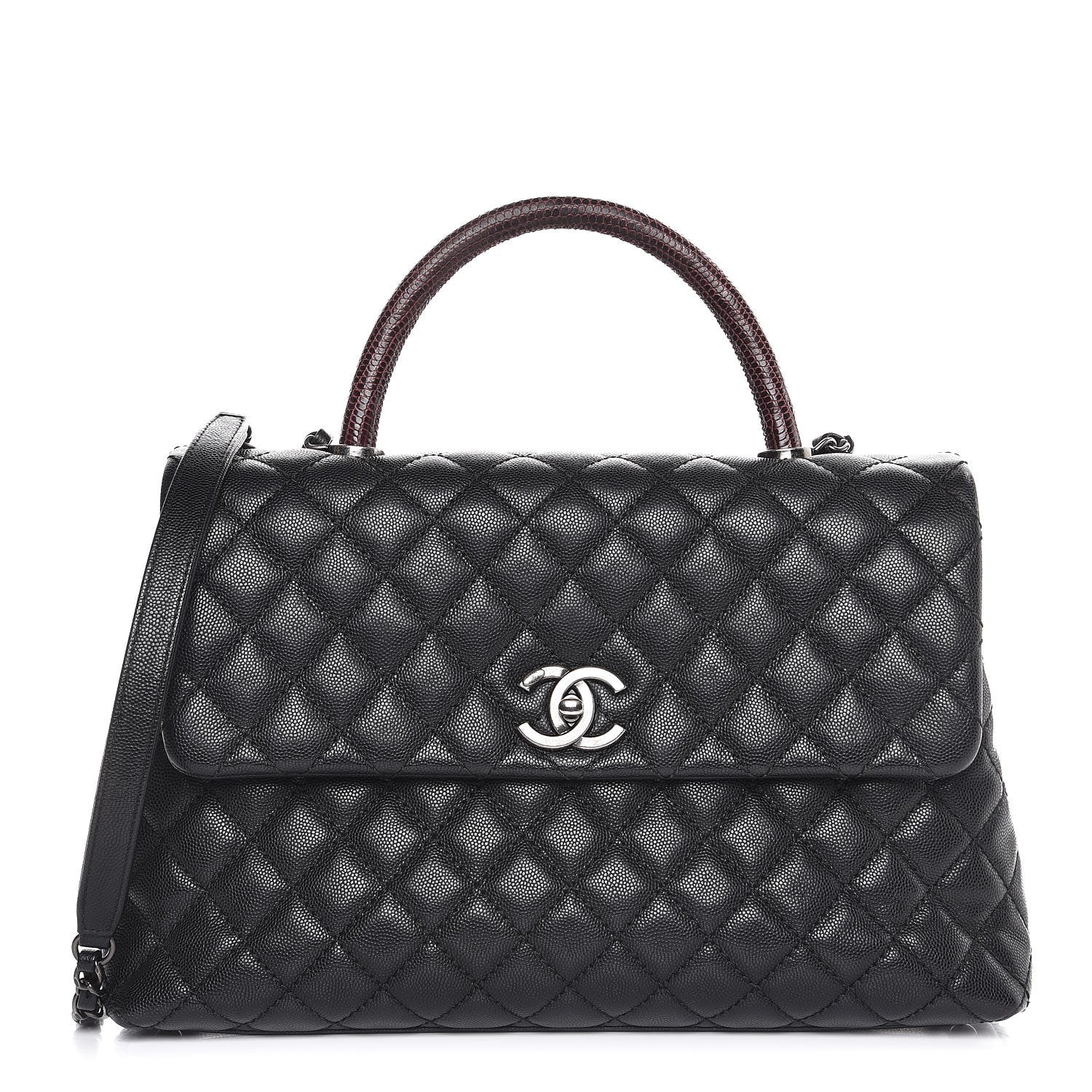 Chanel Caviar Lizard Quilted Medium Coco Handle Flap Black 1 of 7