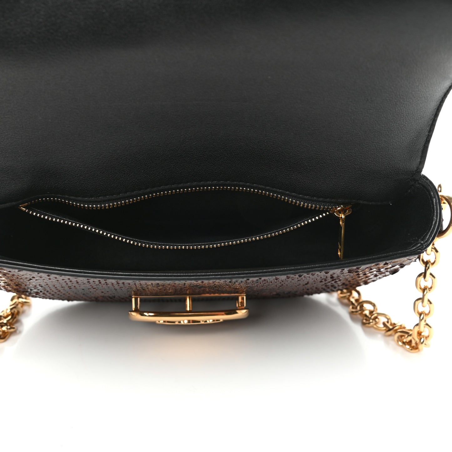 Snakeskin Medium Chain Maillon Triomphe Brown