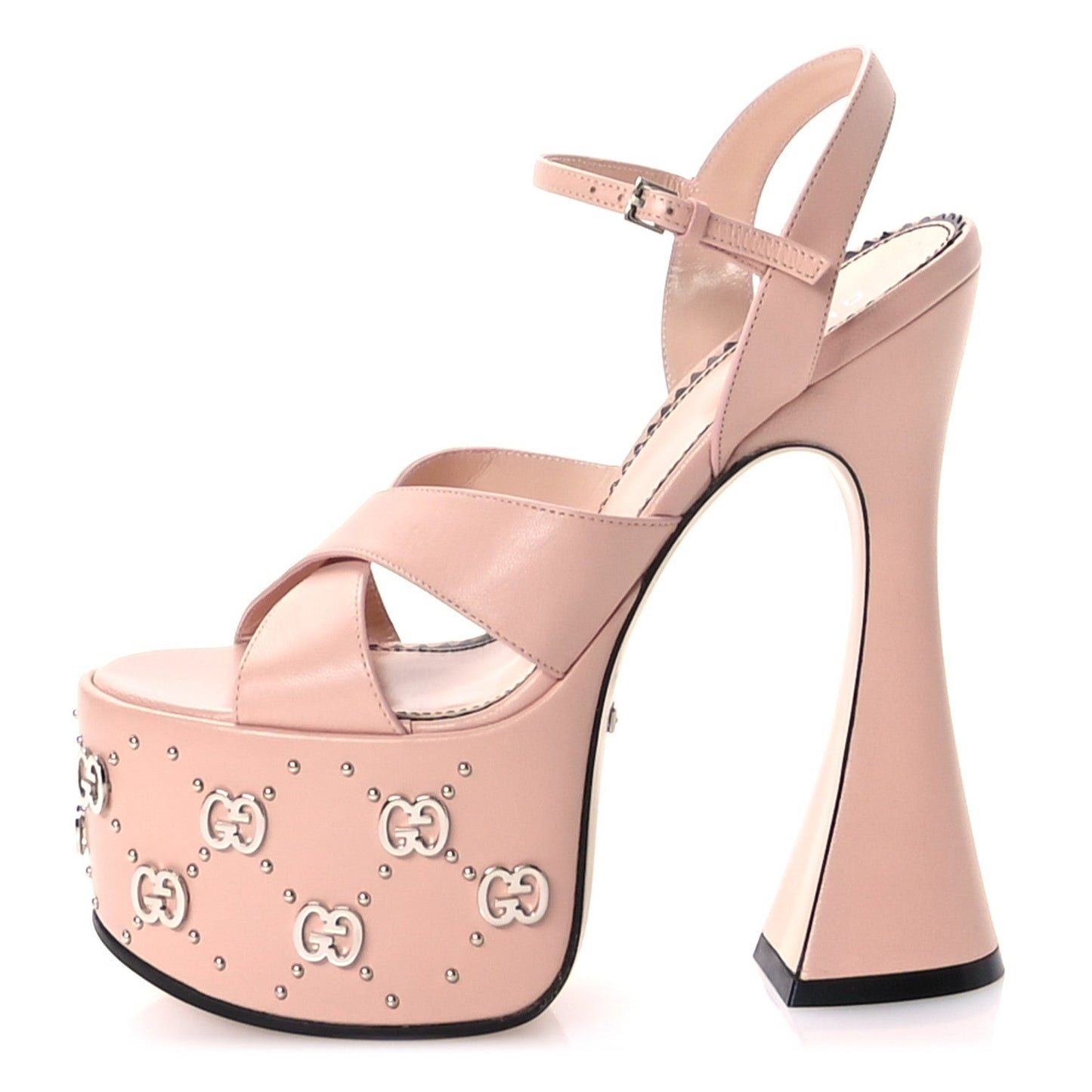 Malaga Kid Interlocking G Studs 155mm Platform Sandals 35 Perfect Pink
