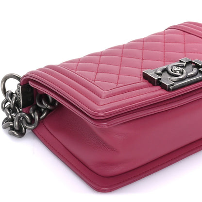 Chanel Lambskin Quilted Small Boy Flap  Dark Pink 8 of 9