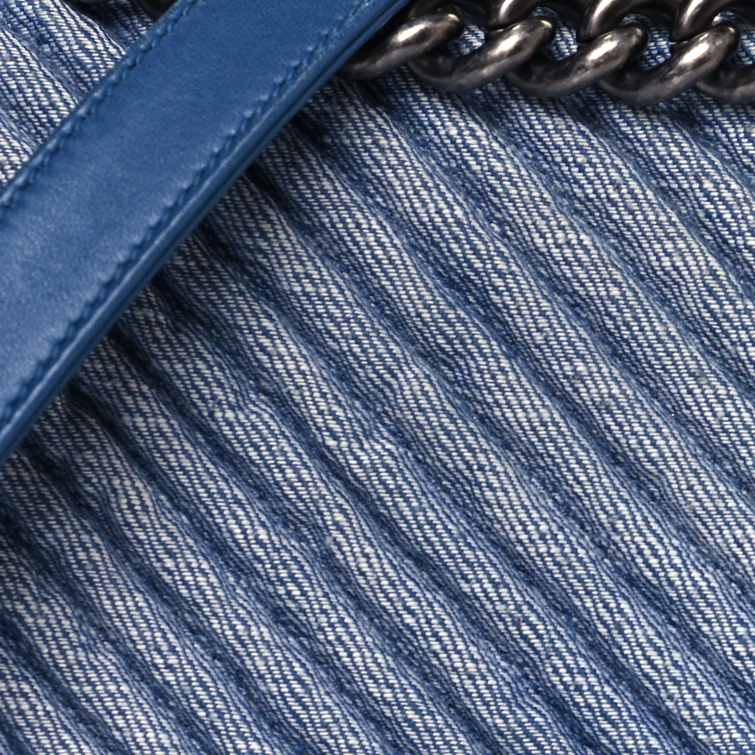 Chanel Denim Chevron Quilted Medium Boy Flap Blue 8 of 11