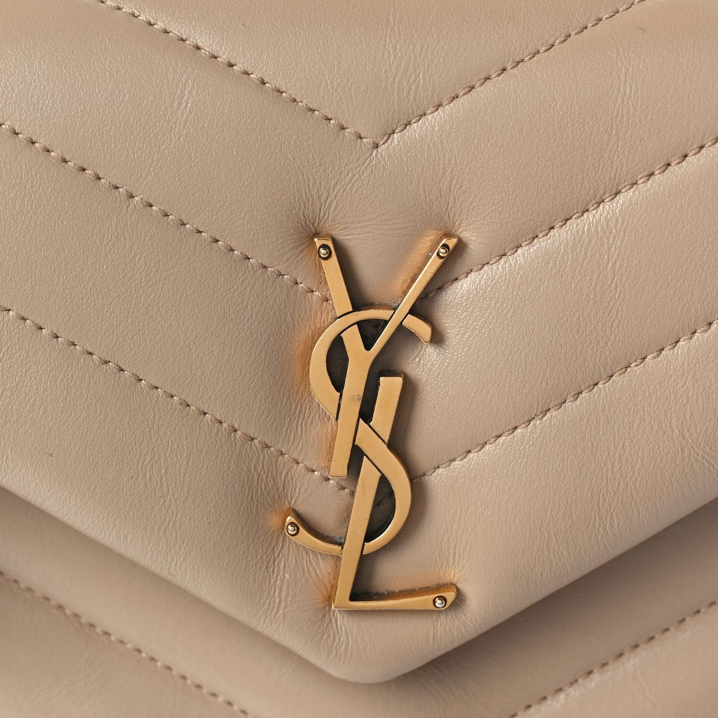 Calfskin Y Quilted Monogram Small Loulou Chain Satchel Dark Beige