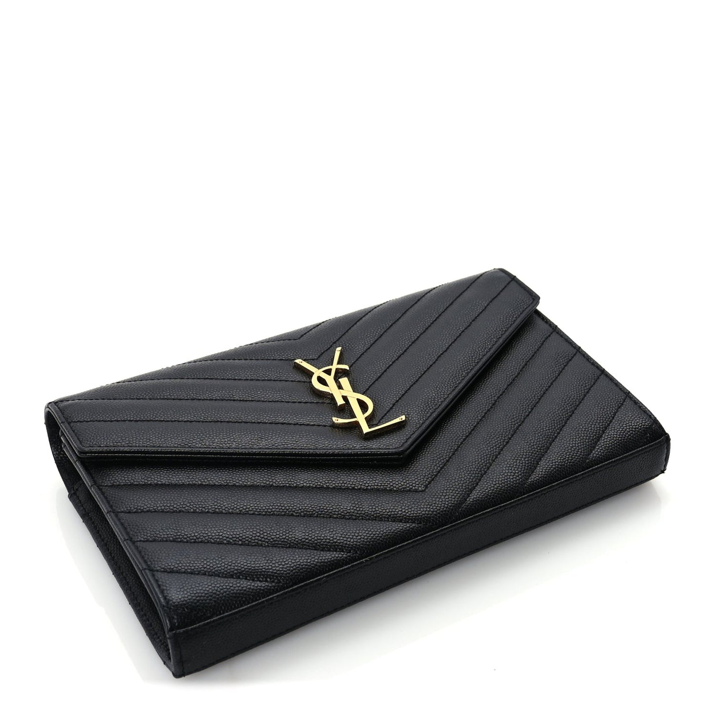 Grain De Poudre Matelasse Chevron Monogram Chain Wallet  Black