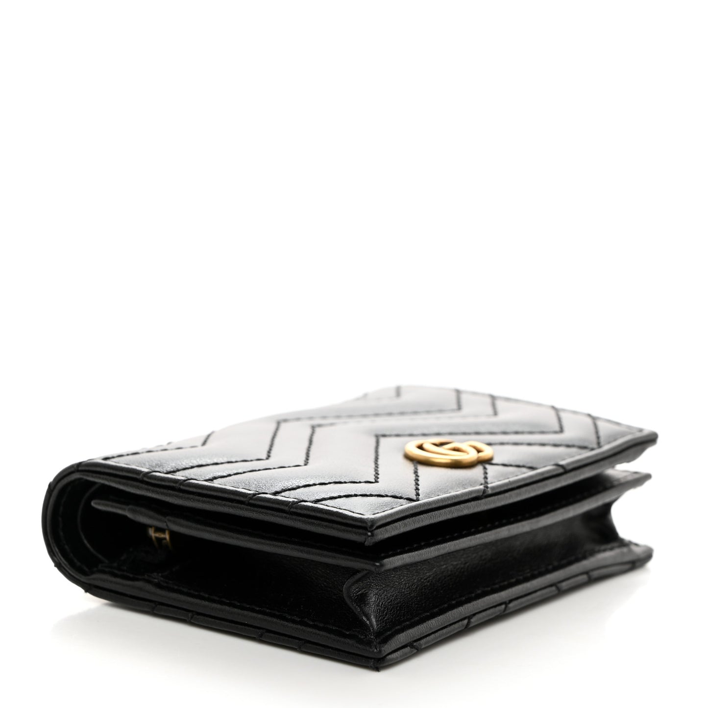 Calfskin Matelasse GG Marmont Card Case Wallet Black