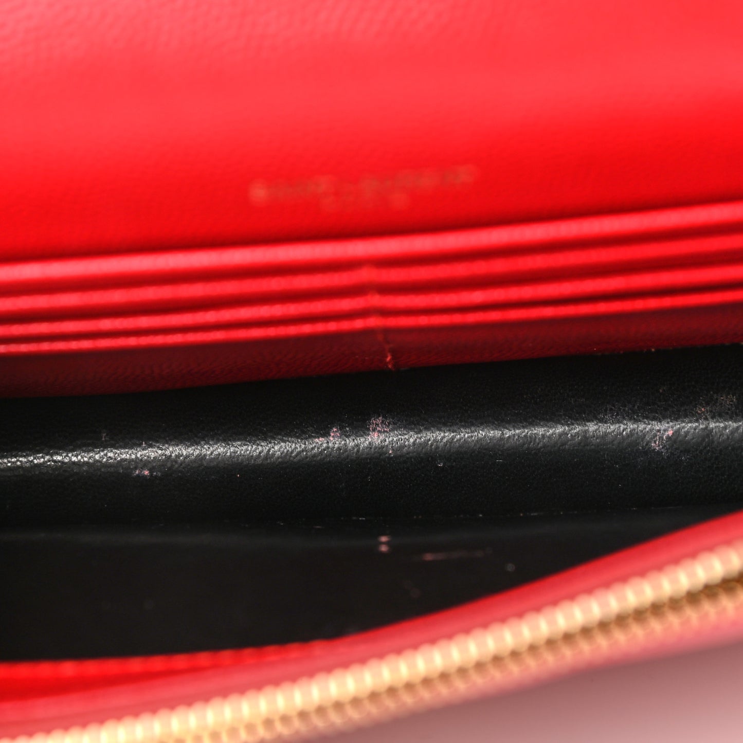 Grain De Poudre Matelasse Chevron Monogram Envelope Chain Wallet New Red