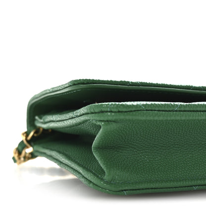Chanel Caviar Quilted Coco Stamps Wallet On Chain WOC Green 10 of 12