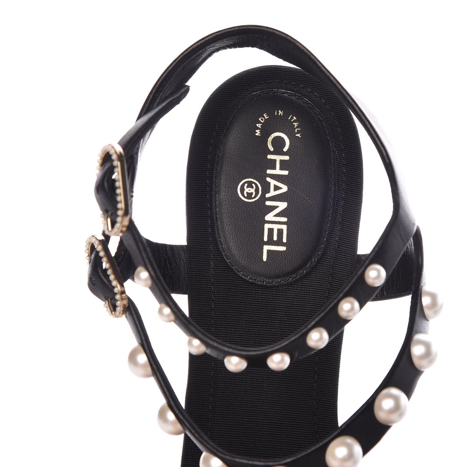Chanel Lambskin Pearl Thong Sandals 38 Black 23 of 24