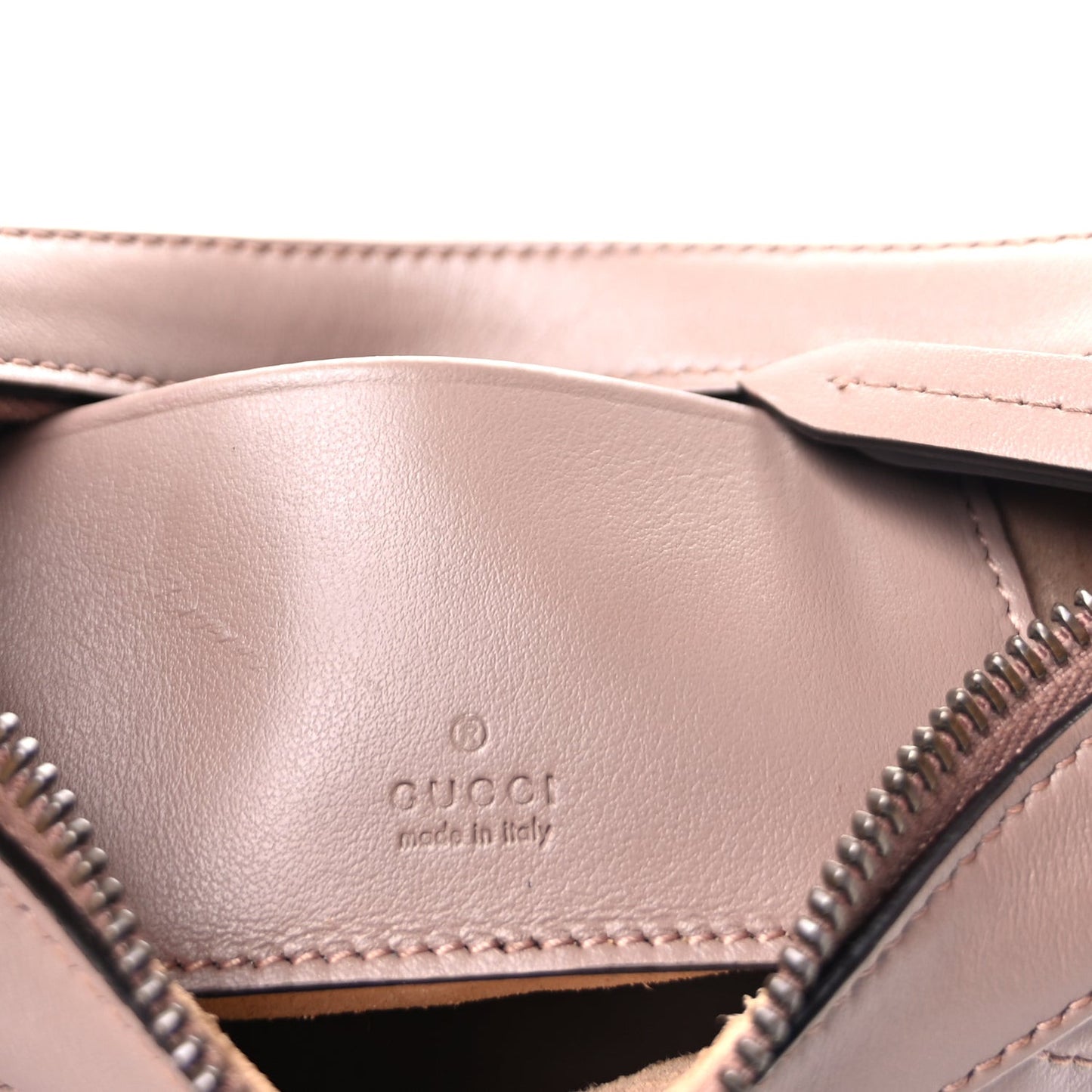 Calfskin Matelasse Chevron Mini GG Marmont Half Moon Hobo Porcelain Rose
