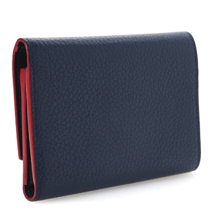 Louis Vuitton Taurillon Capucines Compact Wallet Marine Rouge 3 of 7