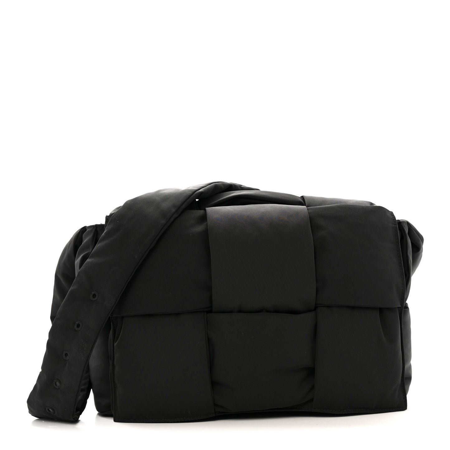 Nylon Intrecciato Padded Tech Maxi Cassette Bag Black