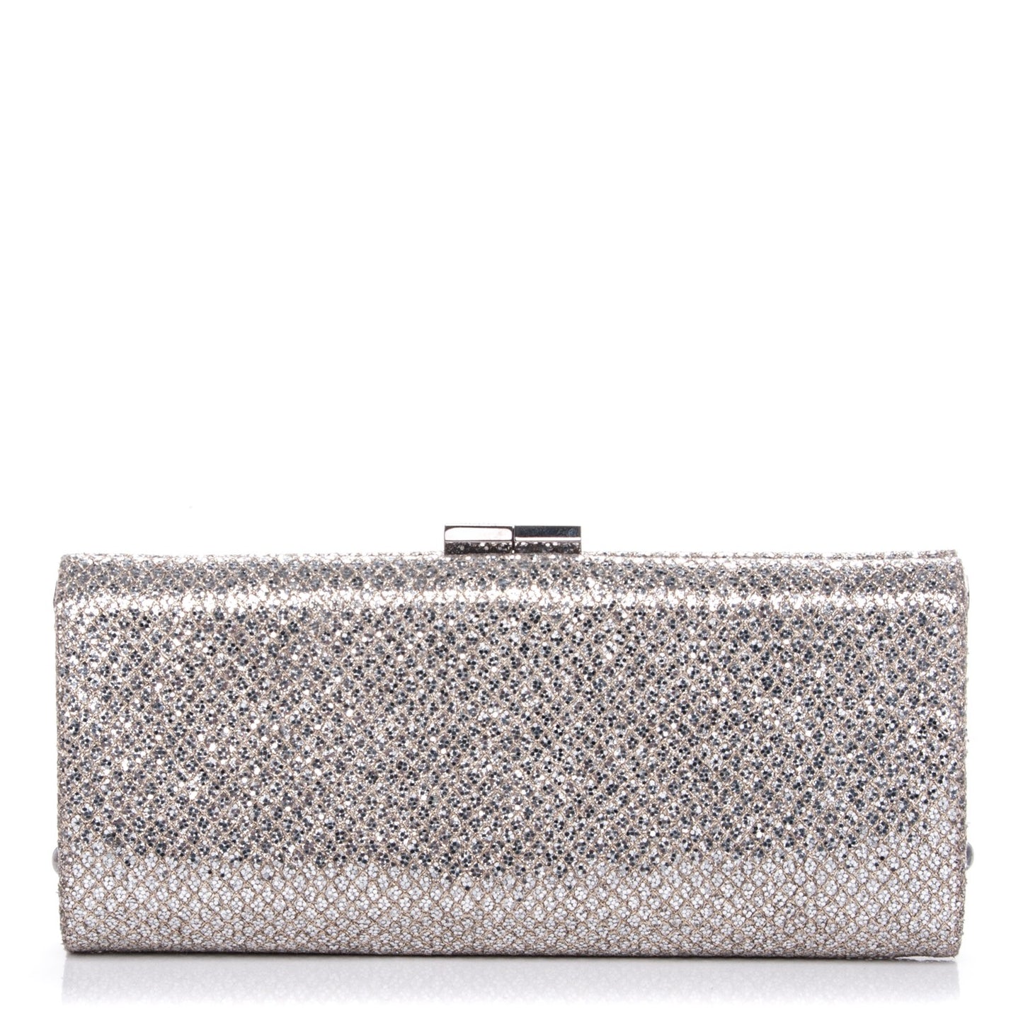 Glitter Fabric Tube Clutch Silver
