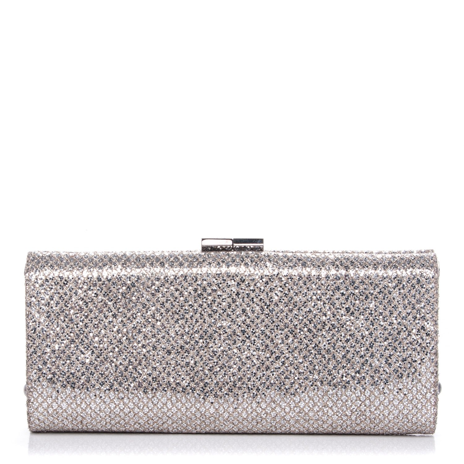 Jimmy Choo Glitter Fabric Tube Clutch Silver 1 of 7