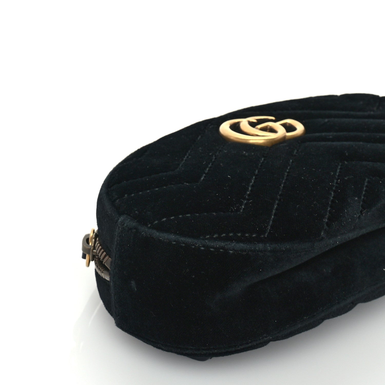 Gucci Velvet Matelasse GG Marmont Belt Bag  95 38 Black 7 of 8