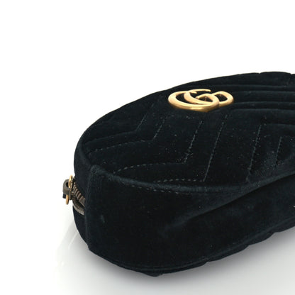 Gucci Velvet Matelasse GG Marmont Belt Bag  95 38 Black 7 of 8