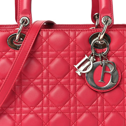 Christian Dior Lambskin Cannage Medium Lady Dior  Red 6 of 8