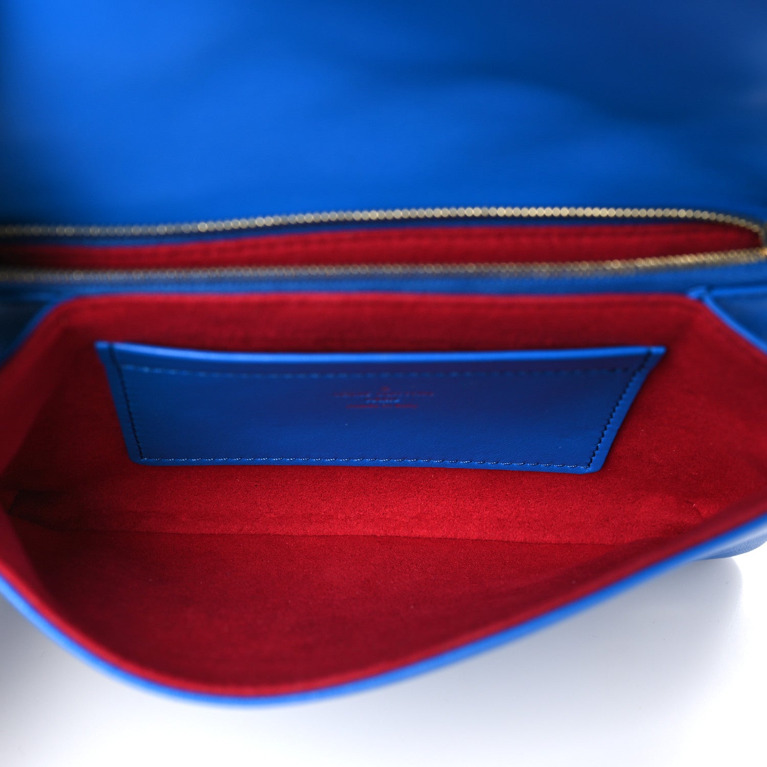 Louis Vuitton LOUIS VUITTON Lambskin Embossed Monogram Vuittamins Pochette Coussin Blue Red 5 of 8