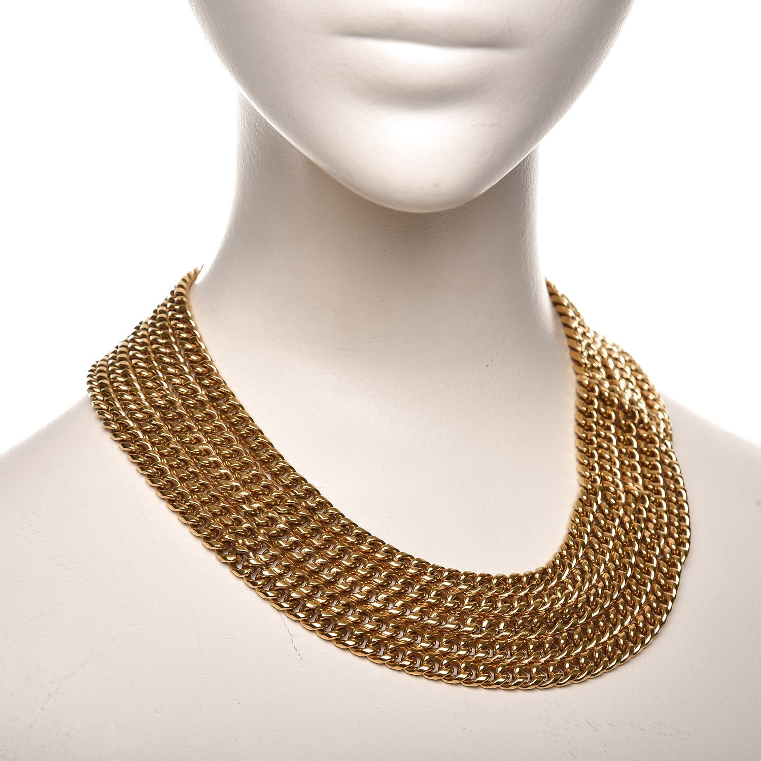 Chanel Multi Strand Chain Short Necklace Gold 2 of 5