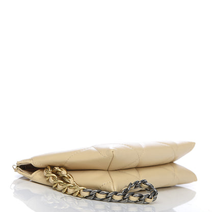 Chanel Shiny Goatskin Quilted 19 Small Pouch With Handle Beige 4 of 11
