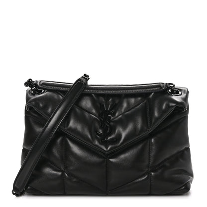 Saint Laurent Lambskin Quilted Monogram Monochrome Small Loulou Puffer Chain Satchel Black 1 of 10