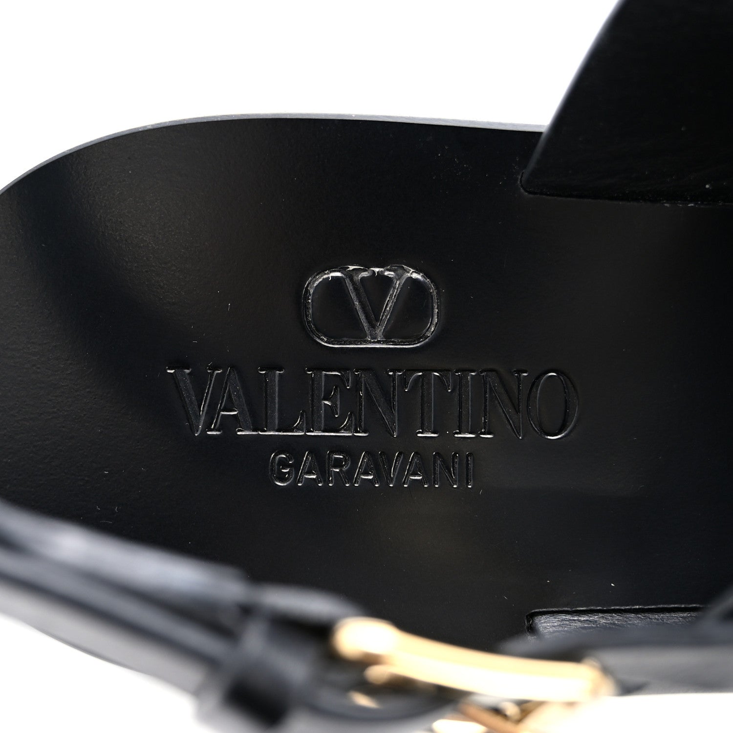 Valentino Garavani Calfskin VLogo Gate Sandals 37 Black 7 of 10