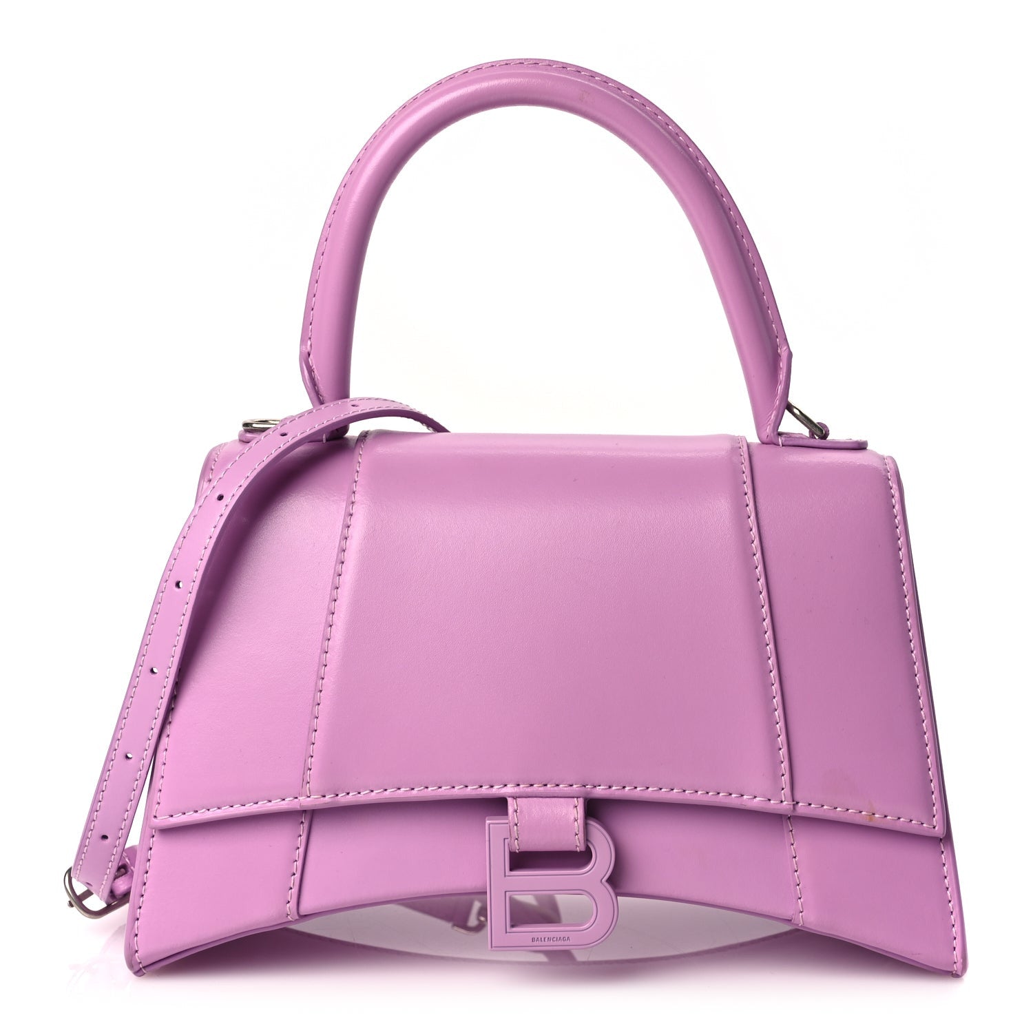 Balenciaga Shiny Box Calfskin Tonal B Small Hourglass Top Handle Bag Lilac 1 of 8