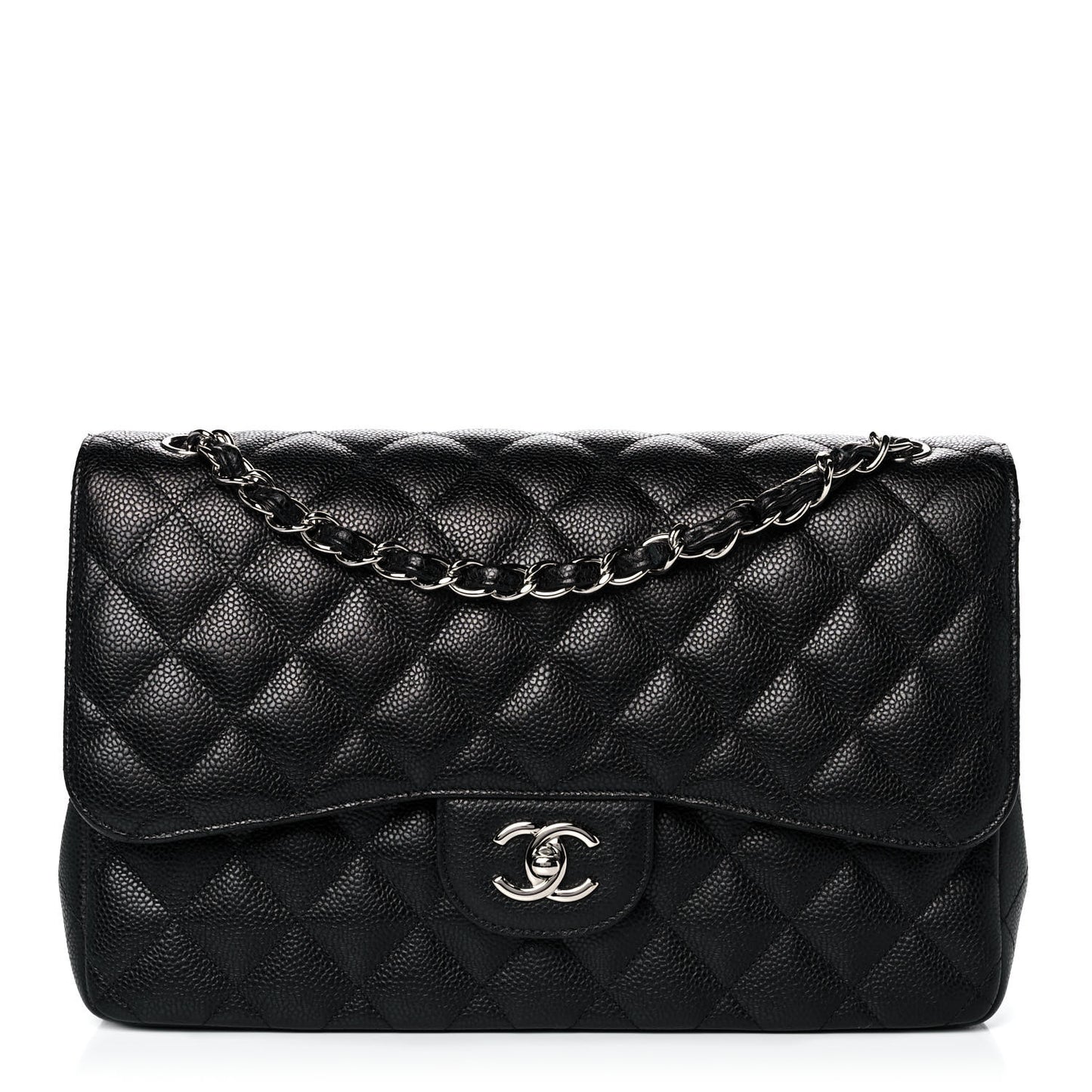 Caviar Quilted Jumbo Double Flap Black