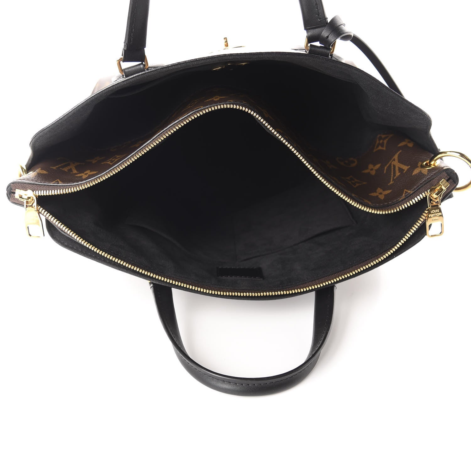 Louis Vuitton Monogram Flower Zipped Tote MM Black 5 of 10