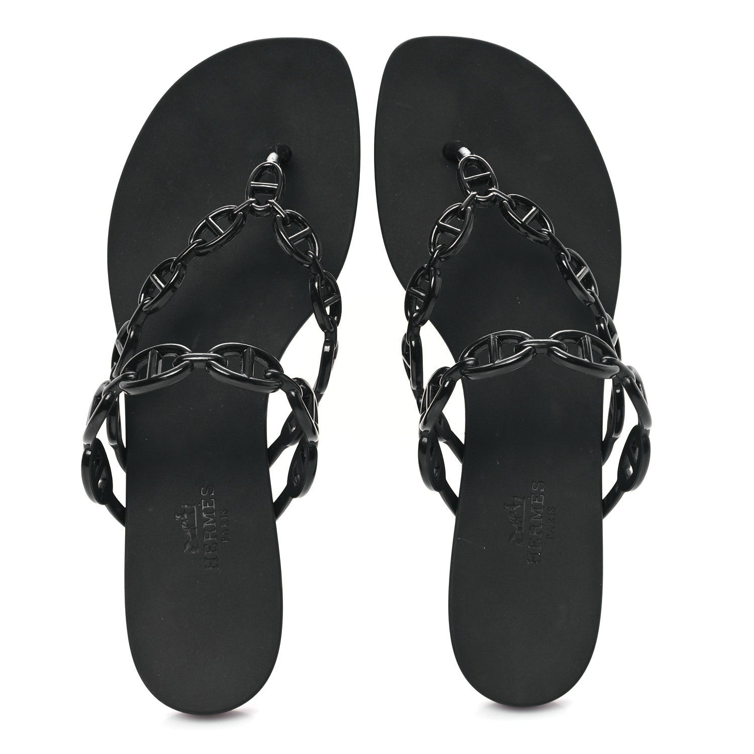 Hermes Rubber Chaine d'Ancre Rivage Sandals 38 Black 2 of 7