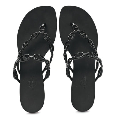 Hermes Rubber Chaine d'Ancre Rivage Sandals 38 Black 2 of 7